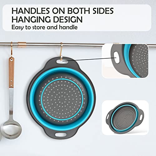 Collapsible Colander - Set Of 3 Round Silicone Kitchen Strainer Set Food Colander Vegetables Fruit Washing Basket Drain Tool Draining Pasta, Spaghetti, Fruits And Vegetables #TOP3