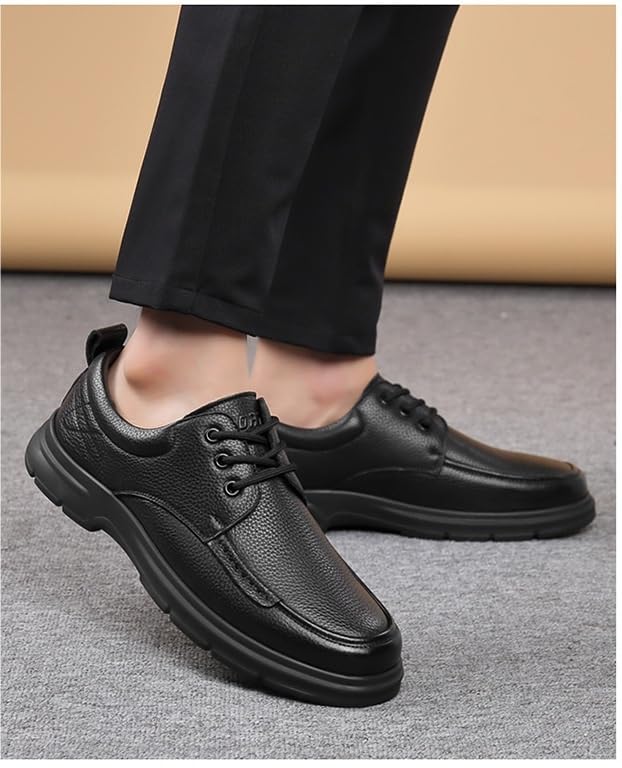 Men's Lace-Up Leather Shoes Breathable Genuine Leather Business Dress Shoes Casual Wedding Shoes2