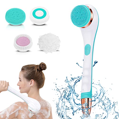 SUUWEE Back Scrubber Body Brush, Electric Body Scrubber Set, Back Scrubbers for Use in Shower, USB Rechargeable Back Brush Shower Brush with Long Handle Deep Cleaning Relaxing