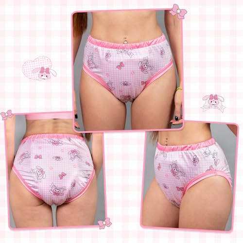 Image of Littleforbig Soft Silky Underwear Comfortable Washable Reusable Waterproof Adult Training Pants - Bunnies & Bows Usagi L