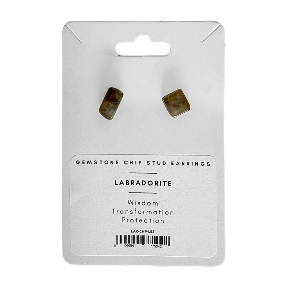Vie Natural Gemstone Chip Stud Earrings, 1X1cm, Labradorite