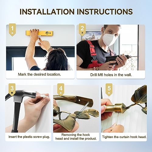 Image of HIKMLK 2pcs Handmade Leaf Curtain Tiebacks - Antique Brass Botanical Holdbacks & Side Holders, Brushed Metallic LacquerWall Mounted Pull Backs for Fresh Drapes Window Decor