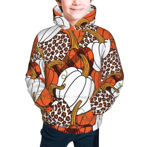 Various Pumpkins Leopard Orange White Kid Hoodies Boys Sweatshirts Girls Pullover with Pocket3