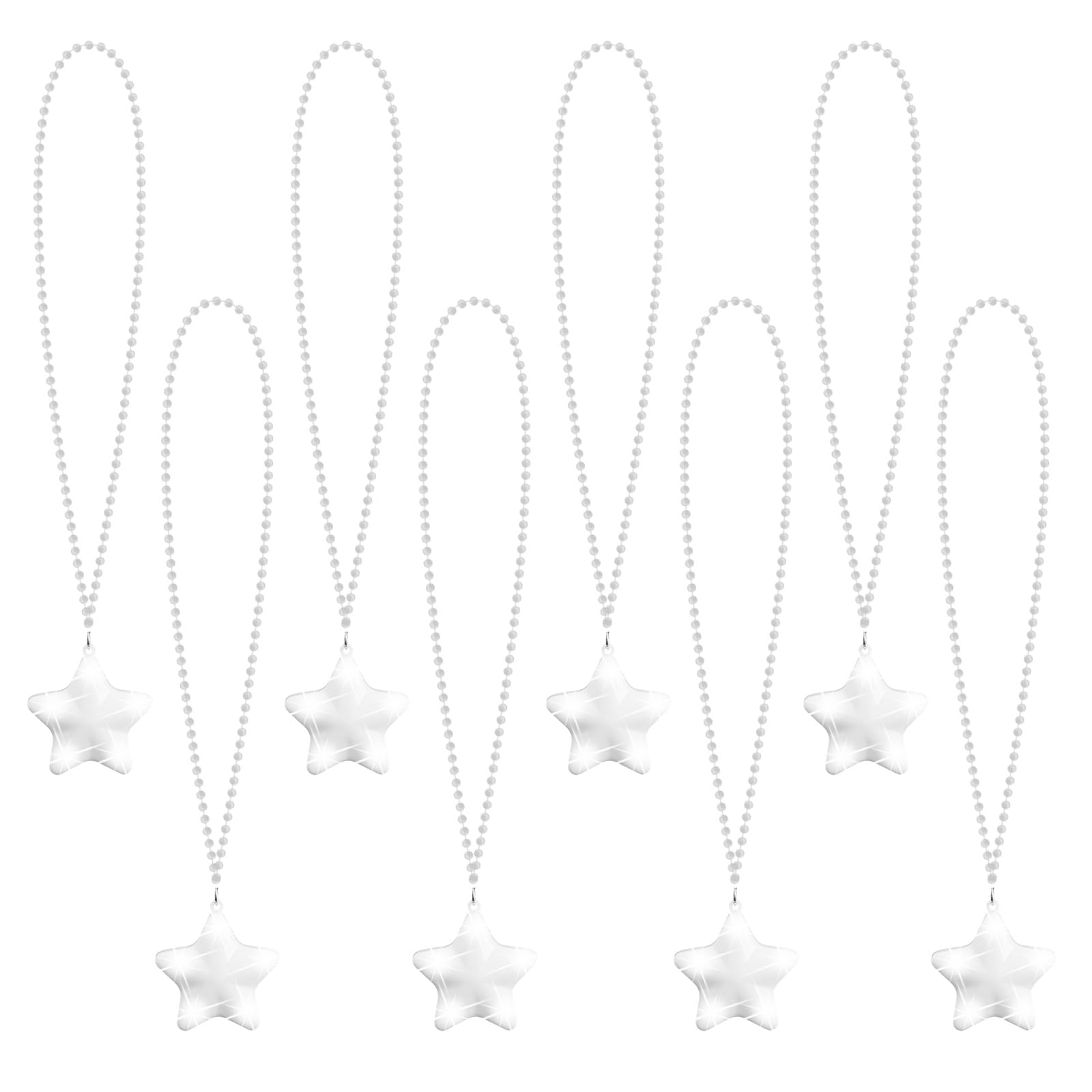 U-MOJOK 8 Pcs Light Up Necklaces Flashing Star Bead Necklaces Glow In The Dark Party Supplies for Weddings Birthday Valentines Mardi Gras July 4th