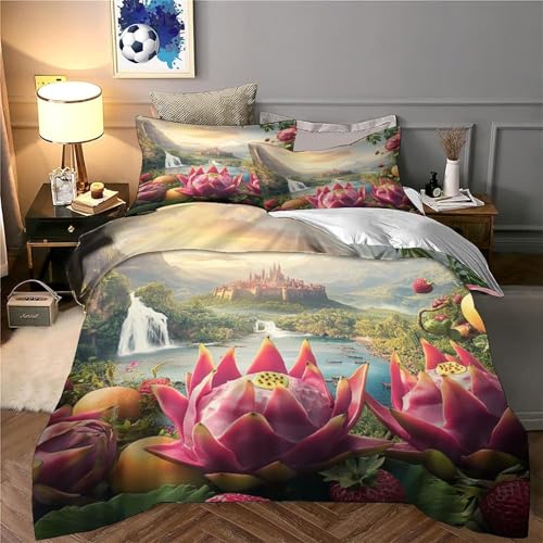 Housse de couette microfibre résistante 220x240cm avec parure de lit château 3D - 6