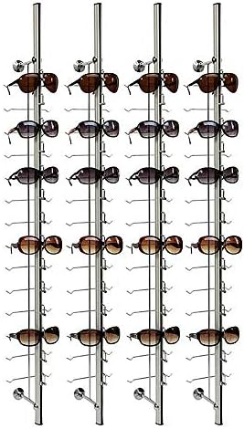 WANLECY 10Pcs Eyeglass Display Racks Frame Aluminium Wall-Mounted Sunglasses Storage Organizer Display Stand Holder (Hold 14 Frames)
