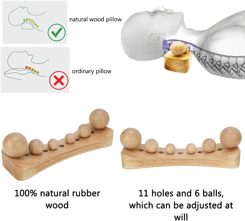 Wooden Point Massager, Psoas Muscle Release Tool, 6 Massage Heads, Back, Waist, Shoulder, Neck, Hips, Pelvic Correction, Manual/Hand-Powered