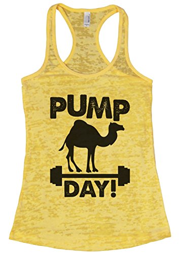 Funny Threadz Womens Funny Tank top Hump Day Remix â€œPump Dayâ€ Humor Shirt Small, Yellow