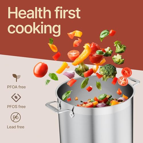 Stainless Steel Stockpot with Lid 16 Quart, Durable 18/8 Stainless Steel, Impact-Bonded Base for Even Heating, Riveted Handles, Oven & All Stove Compatible, Safe Up To 500°F (260°C) - Image 5