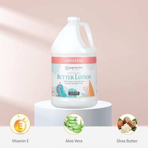 Miniatura 5 de Ginger Lily Farms Botanicals Loción de mantequilla calmante para piel seca, 100% vegana y libre de crueldad, aroma a pera de manzana, repuesto de 1