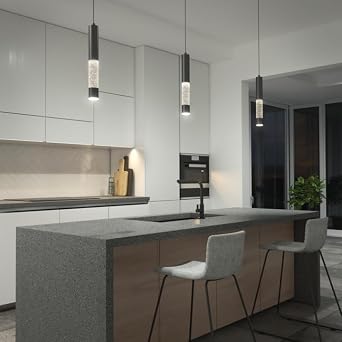 Artika Mist 15W LED Modern Pendant Light Fixture, Black Finish - Ideal for Dining Room, Kitchen Island Light - 550 Lumens, Tunable White Technology 3000-4000-5000 Kelvin