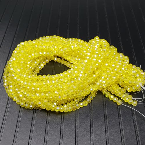 Image of 2mm Rondelle Glass Beads for Jewelry Making, Faceted Briolette Crytal Spacer Beads for Bracelet Necklace Earring, Yellow 1200pcs