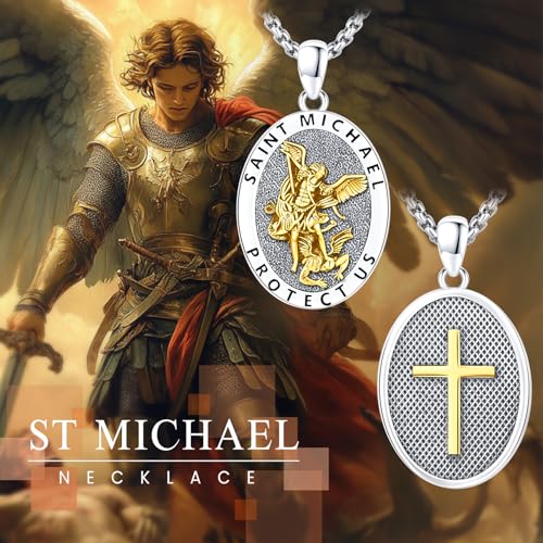 925 Sterling Silver St Michael/St Christopher/Virgin Mary Necklace Patron Saint Amulet Medal Jewelry for Men Women2