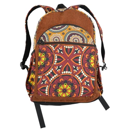 Mochila de tela estilo étnico y mandala multicolor para paseos y festivales