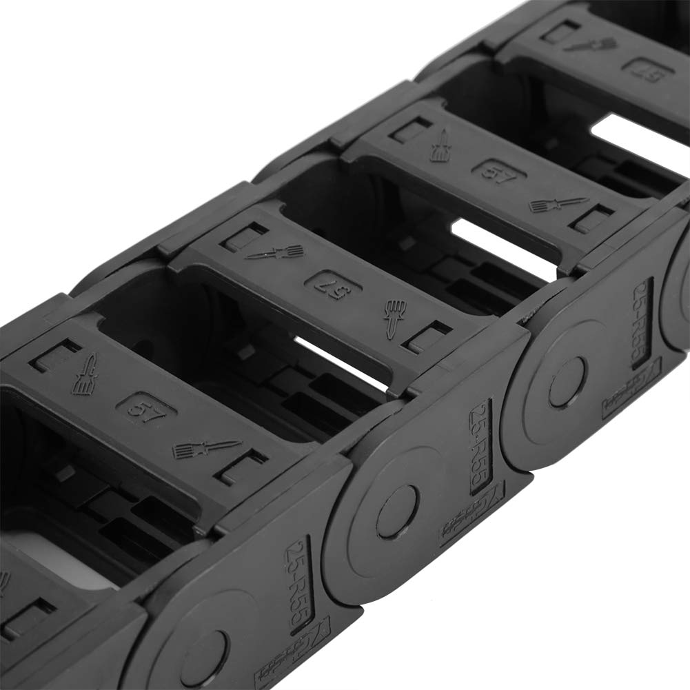 Chaîne porte Câbles 100cm 25 x 57mm Câble Chaîne de Traînage Longue Nylon Noir Ouvrir Chaine de Transmission pour Imprimante 3 Dimensions Machines-outils CNC