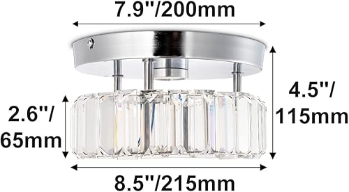 Miniatura 6 de CLAIRDAI Lámparas de techo semiempotradas para pasillo, modernas luces de techo para dormitorio, mini lámparas de techo para sala de estar (redonda,