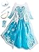 YOSICIL Princesa Disfraz de Princesa Frozen Elsa Disfraces de Princesa Manga Gradiente Fancy Dress Elasticidad niña Lentejuela Impreso Nieve Princesa Disfraz Accesorios con Capas 3-9 años