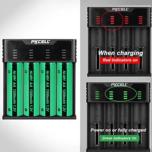 AA Batterie,2000mAh 1,2V NiMH Industries Batterie Wiederaufladbar Flat Top Akkus,4 Stück,PKCELL – Bild 8