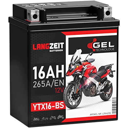 LANGZEIT YTX16-BS batteria moto 16Ah 12V 51422 YTX16-4 YTX16BS ETX16-BS senza manutenzione 14Ah