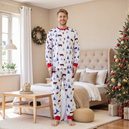 MXVPY Couples Matching Pajamas - Cute His and Hers Cotton Pajamas Sets men&women 2 piece Lounge Lets | Christmas Pjs2