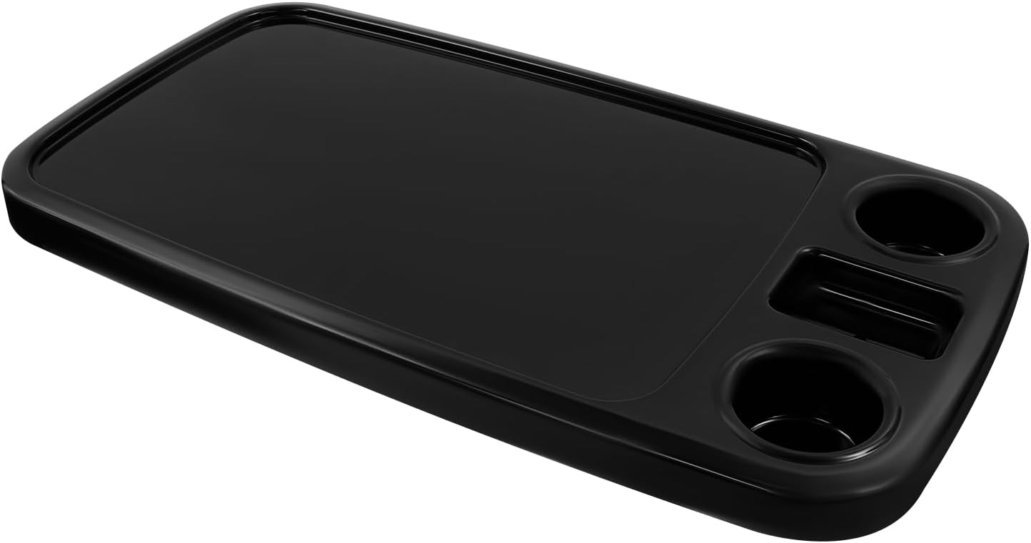 Boat Table Top with Cup Holders, ABS Marine Table for RV, Yacht & Pontoon | 34'' Marine Table Replacement with Phone Holder, Pre-Drilled Design for Detachable (Black)