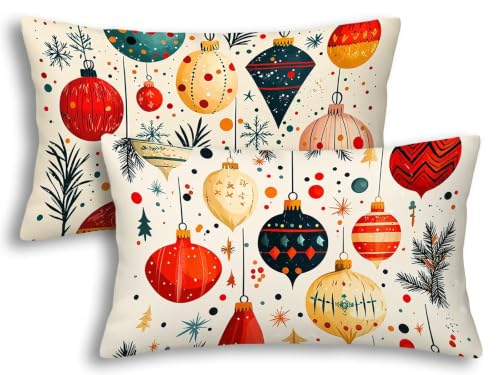 Fundas de cojines para sofá y cama con diseño de Navidad rectangular en terciopelo beige 2