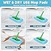 Reusable Mop Pads Compatible with Swiffer Sweeper Mop, Washable Wet Pads Refill & Chenille Dry Sweeping Cloths, Microfiber Mop Pads for Use on All Sealed Floors - Wood, Laminate, Stone & Tile (6 Blue)