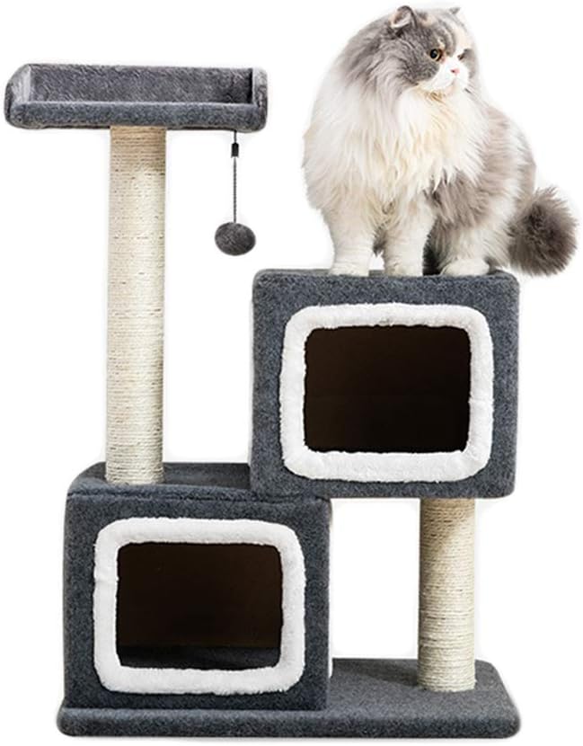 多層キャットツリー キャットアパートメント グラブコラム付き 豪華なパーチ キャットタワー家具 柔らかく快適