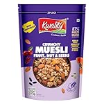 Kwality Muesli Fruit and Nut 500gram | 76% Multi Grains | No Maida | Natural Source of Vitamin & Iron | High in Protein & Fiber | Low Fat & Cholesterol | Healthy Food & Breakfast Cereal