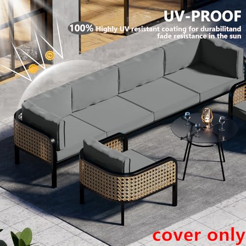Cethytirko 14 Piece Outdoor Patio Waterproof Cushion Covers, Fits 6-Seat Wicker Rattan Sectional Couch Chair Furniture Cover Replacement Set - Fade-Resistant Patio Cushion Covers with Zipper by Cethytirko - Image 3