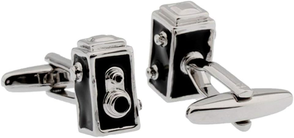 3D Vintage 2 Holes Box Camera Cuff Links Film Photography Cufflinks