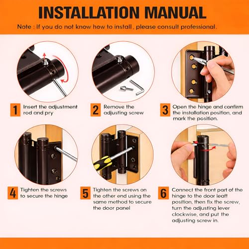 Image of VOLO Self Closing Double Action Hinge Pack of 2 Pieces (1 Set) | Heavy Duty Swing Door Hinge | Both Side Opening Spring Hinge with Screws | (4 Inch, Mild Steel)