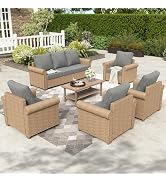 Amazon.com: HERA'S HOUSE 6 Piece Patio Furniture Set, Outdoor Sectional ...
