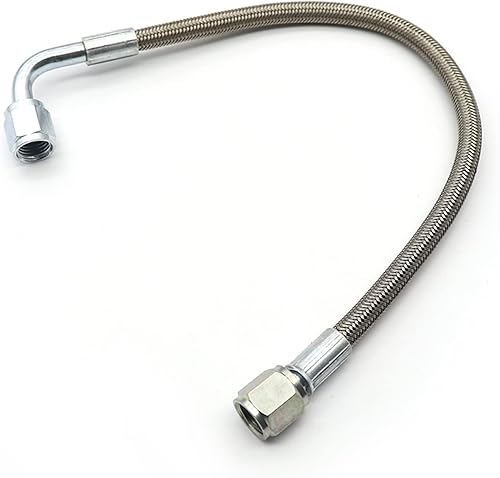 Miniatura 7 de GXARTS Línea de alimentación de aceite Turbo trenzado de acero de 12 pulgadas 4AN manguera recta de 90 grados PTFE línea recta manguera recta