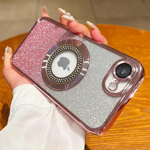 Image of Misscase for iPhone 17e Case& iPhone 16e Magnetic Glitter Case Compatible with MagSafe,Full Protection Slim Shockproof Anti-Scratch Case with Camera Lens Protector Dust-Proof Cover for Women Pink