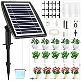 PQETBV SystèMe D'Irrigation Solaire Automatique, Système d'irrigation Jardin, Système Arrosage Automatique Solaire avec 15M Tuyau pour Jardin Extérieur et Balcon Plantes en Pot