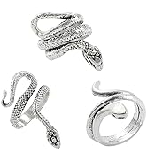 Eddie Munson Snake Ring for Women-Opening Adjustable Silver Animal Band Rings-Fashion Rhinestones...