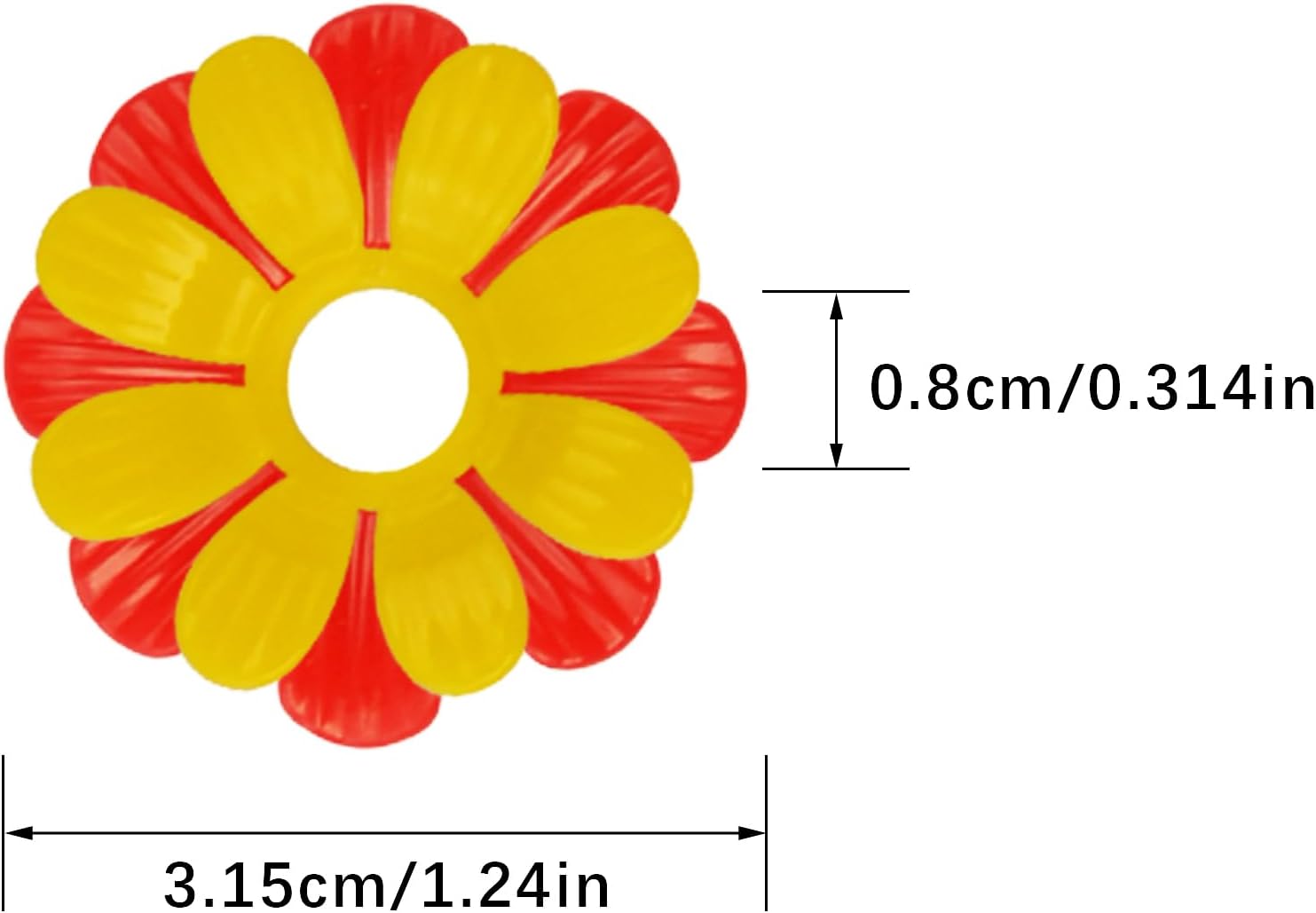Flylin 30 Sets Hummingbird Feeders Replacement Flowers, Red+Yellow image 3