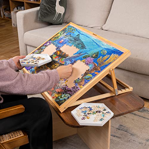 Jigitz Jigsaw Puzzle Boards Tabletop Puzzle Easel - Puzzle Table Adjustable  Tray 