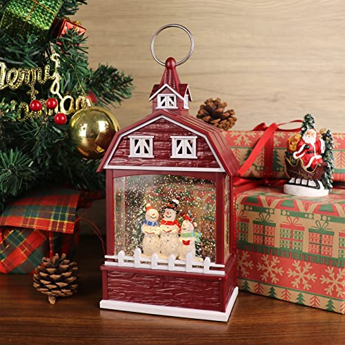 Image of Eldnacele Red Snowman Musical Snow Globe Lantern with 6H Timer