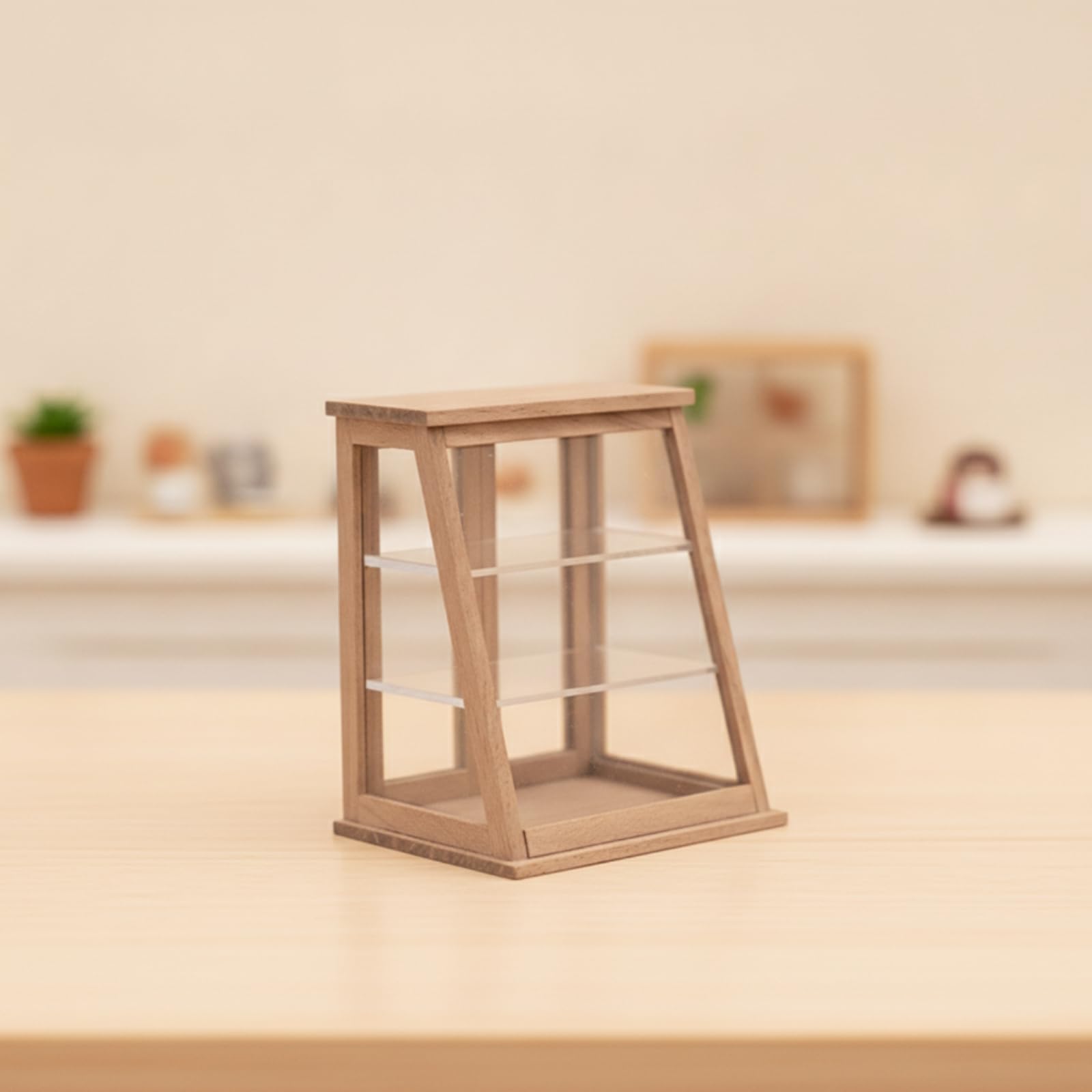 Milageto Vitrine Miniature Traparent Vitrine Trapézoïdale en Bois pr nneurs, Style D