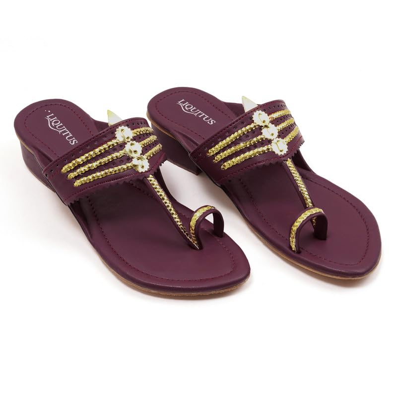 Image of Handcrafted Heeled Kolhapuri Sandals