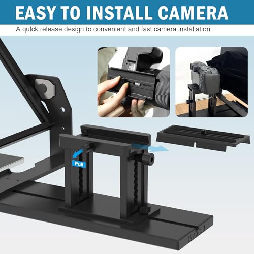 Image of 13-Inch Teleprompter with Remote Control & APP, HD Wide-Angle Beam Splitter Glass, Adjustable Height Design, Designed for DSLR & Mirrorless Camera Recording