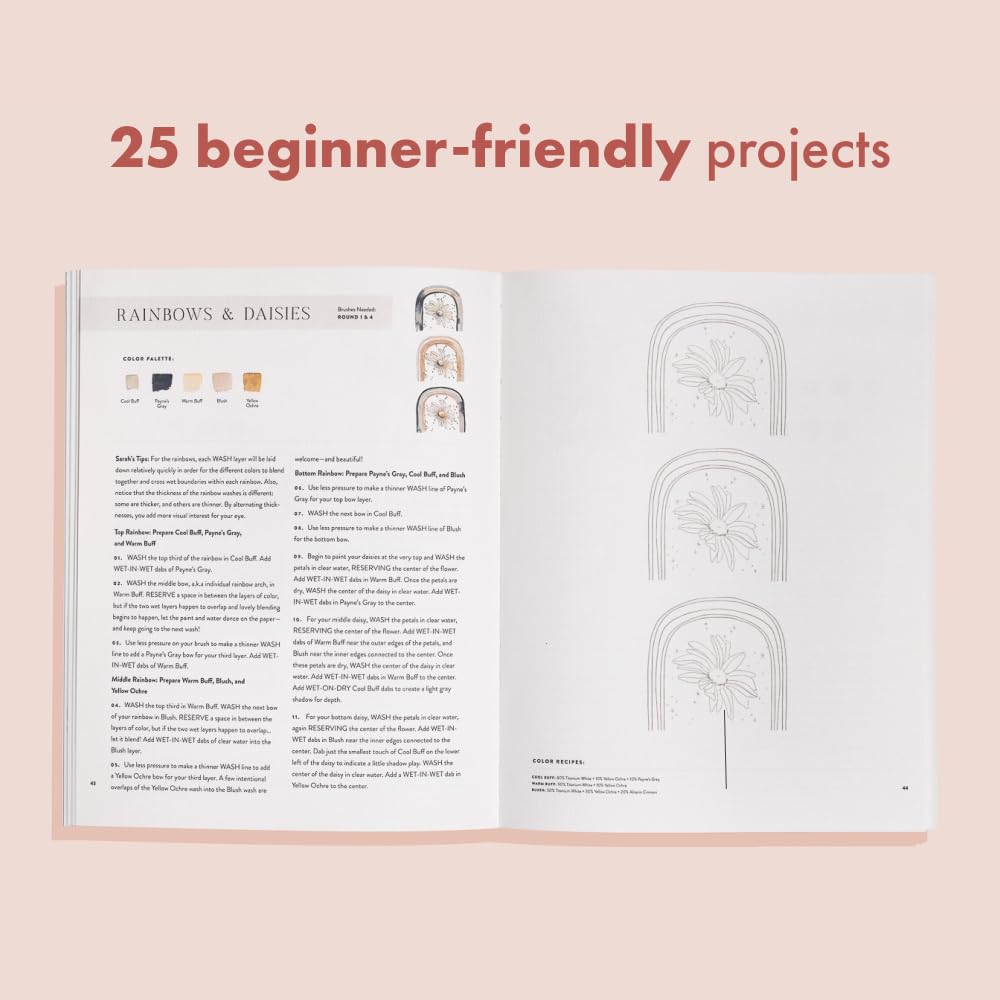Watercolor Workbook: Flowers, Feathers, and Animal Friends: 25 Beginner-Friendly Projects on Premium Watercolor Paper: 2