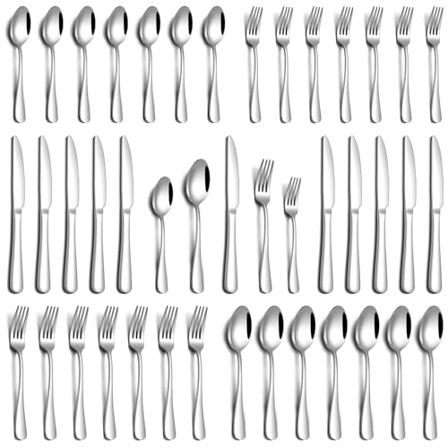 Image of PHILIPALA 30 Piece Silverware Set, Stainless Steel Flatware Set for 6 Food Grade Novelty Flatware Cutlery Utensil Set Include Knife Fork Spoon Mirror Polished Dishwasher Safe