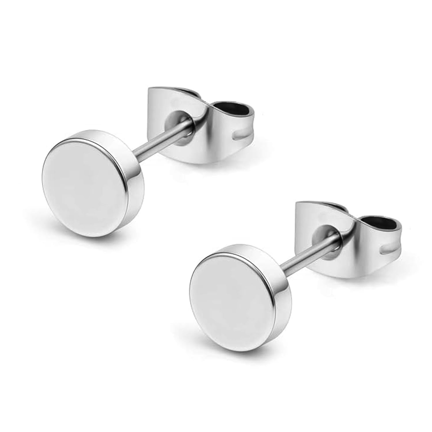 peora Silver Plated Stainless Steel Round Shape Stud Earrings Fashion Jewellery Gift for Men Boys-picture-15