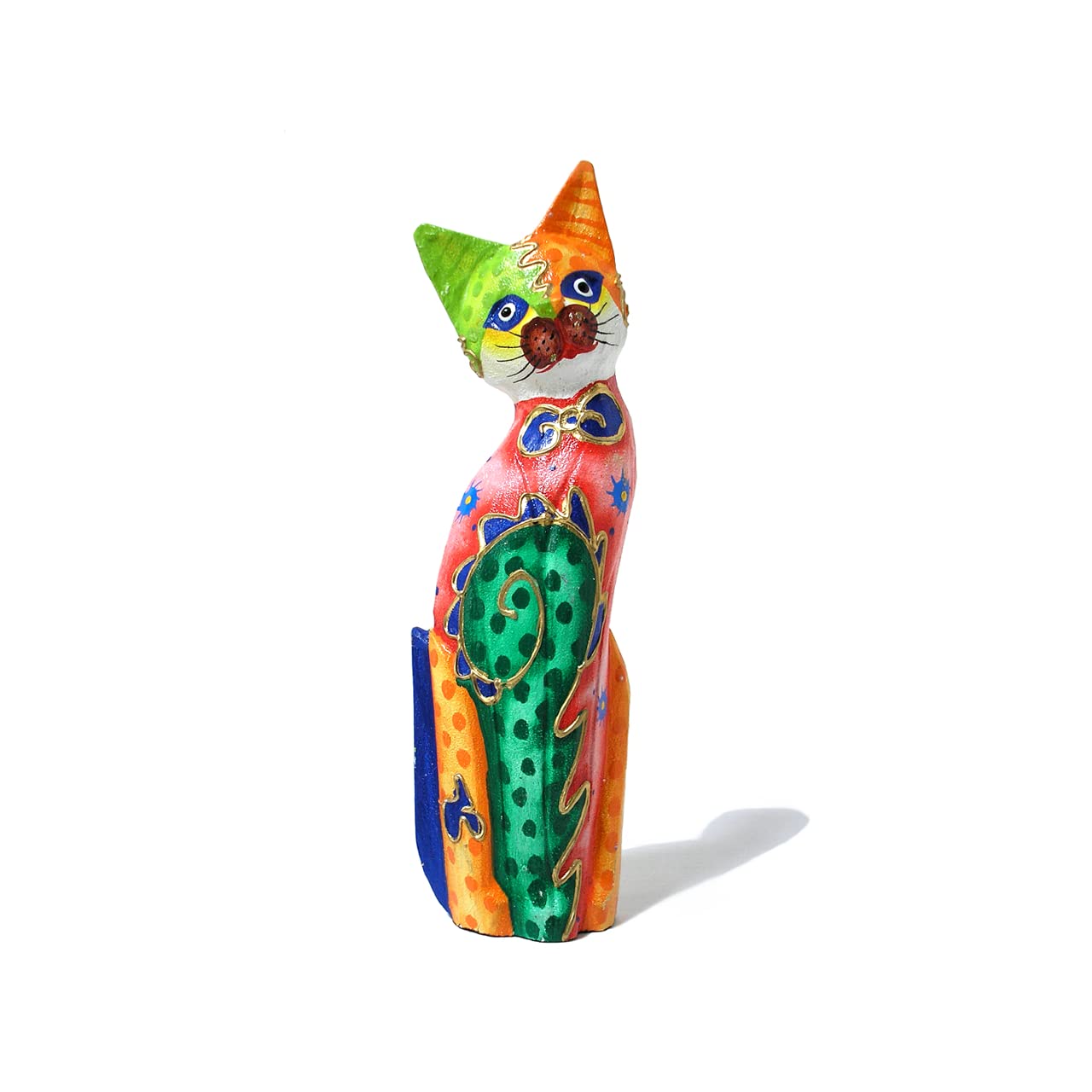 Amazon.co.jp: 木製 バリ ネコ カラフル ［15cm］ 単品 木彫り