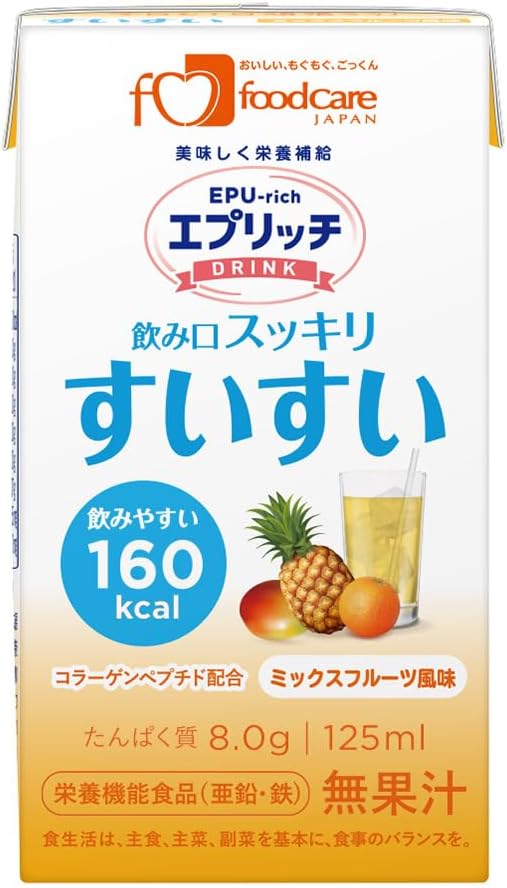 エプリッチすいすいパウチゼリー | 介護食品メーカー株式会社フードケア フードケア エプリッチドリンクすいすい ミックスフルーツ風味 1箱 24本入
