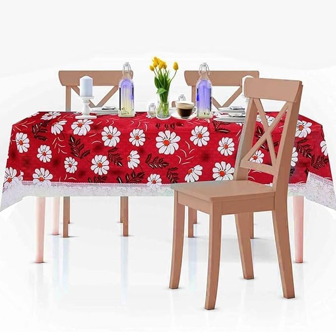 DadaDeals Premium Dining Table Cover for 6 to 8 Seater, 60 x 90 inch Size, Waterproof and Dustproof (Pink White Flower, 60x90 inch- 6-8 Seater)