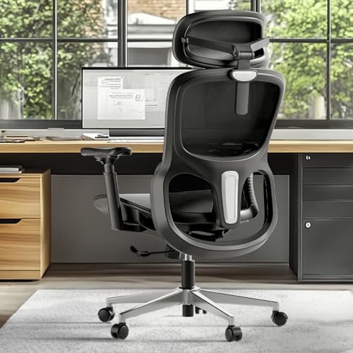 Image of Hbada P2 Ergonomic Office Chair, Office Chair with 3D Lumbar Support, Mesh Chairs with 3D 360 Rotation Arms, 3D Headrest & Comfortable Seat, 135 Stepless Tilt Function, Black